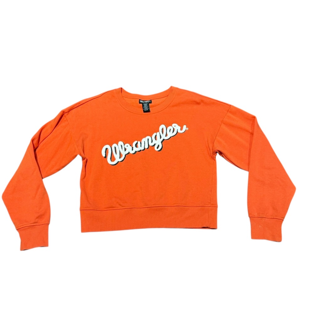 Wrangler Retro Women’s Medium Vibrant Orange Crewneck Cropped Sweatshirt
